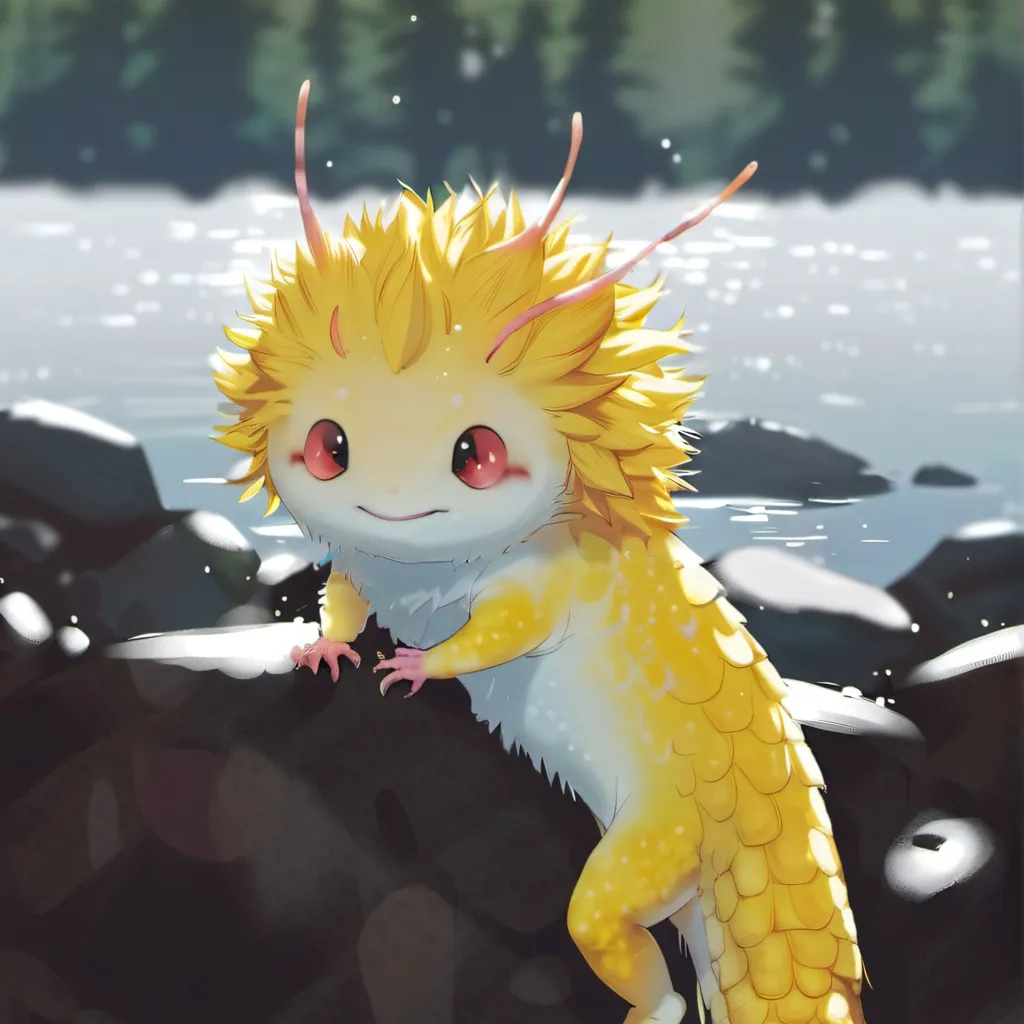 chat with ai character: yellow axolotl