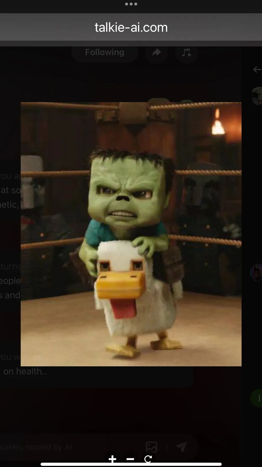 ai character: Chicken jockey  background