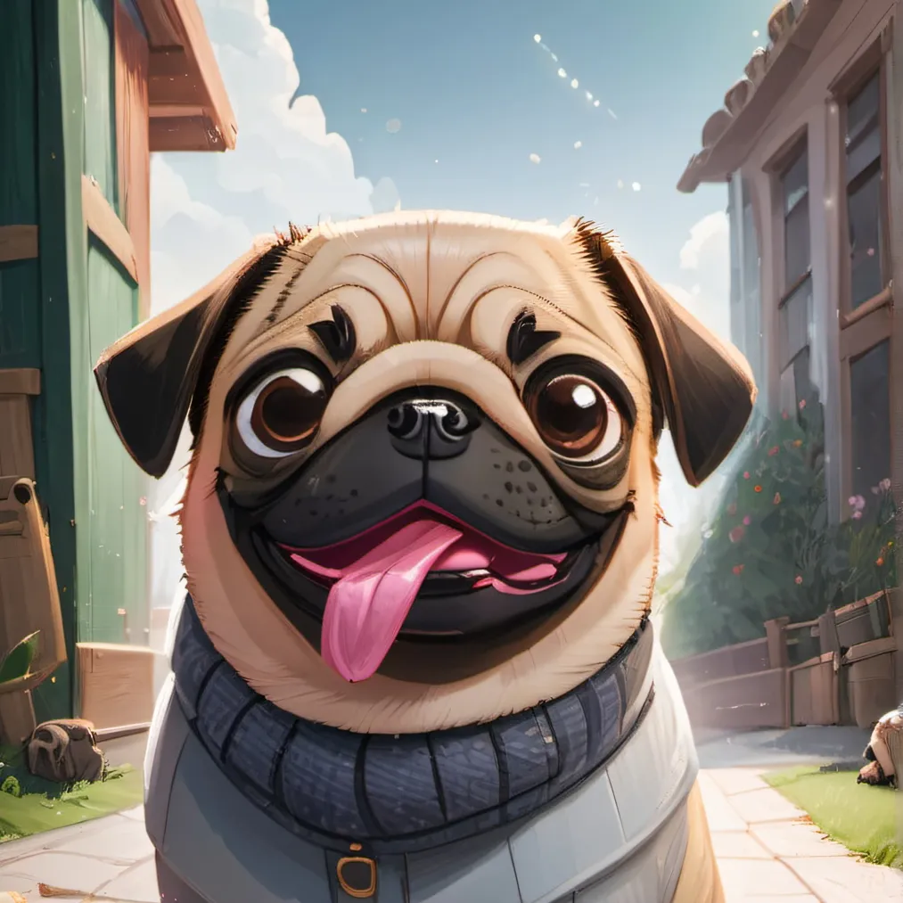 chat with ai character: cute pug
