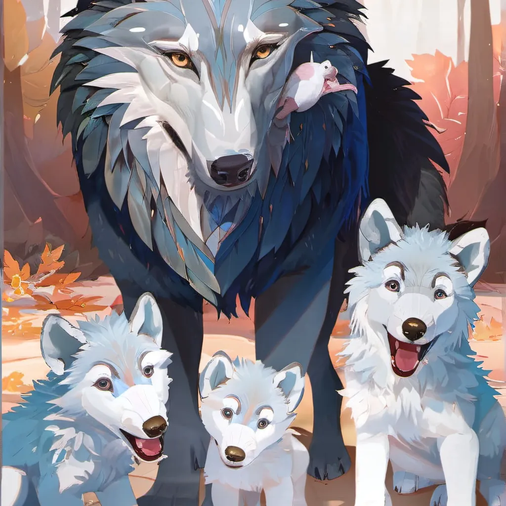 chat with ai character: mother wolf  pup