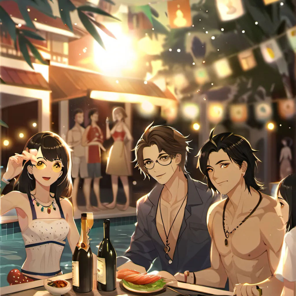 chat with ai character: The pool party 