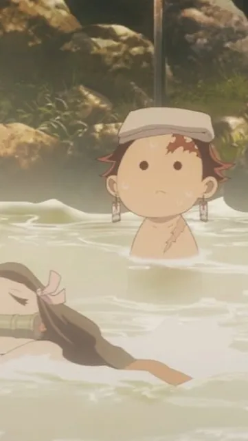 ai character: Kny hot springs background