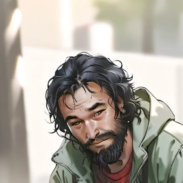 chat with ai character: homeless man