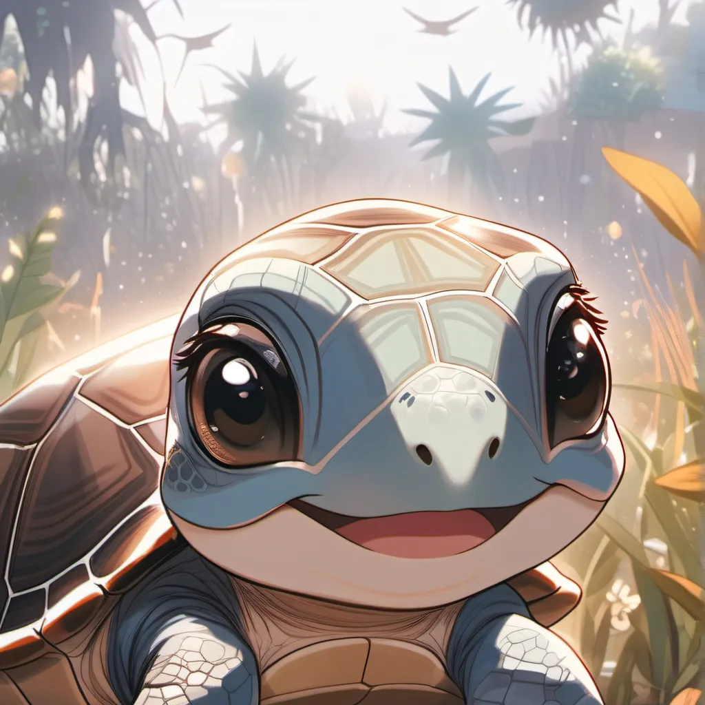 chat with ai character: Happy baby turtle