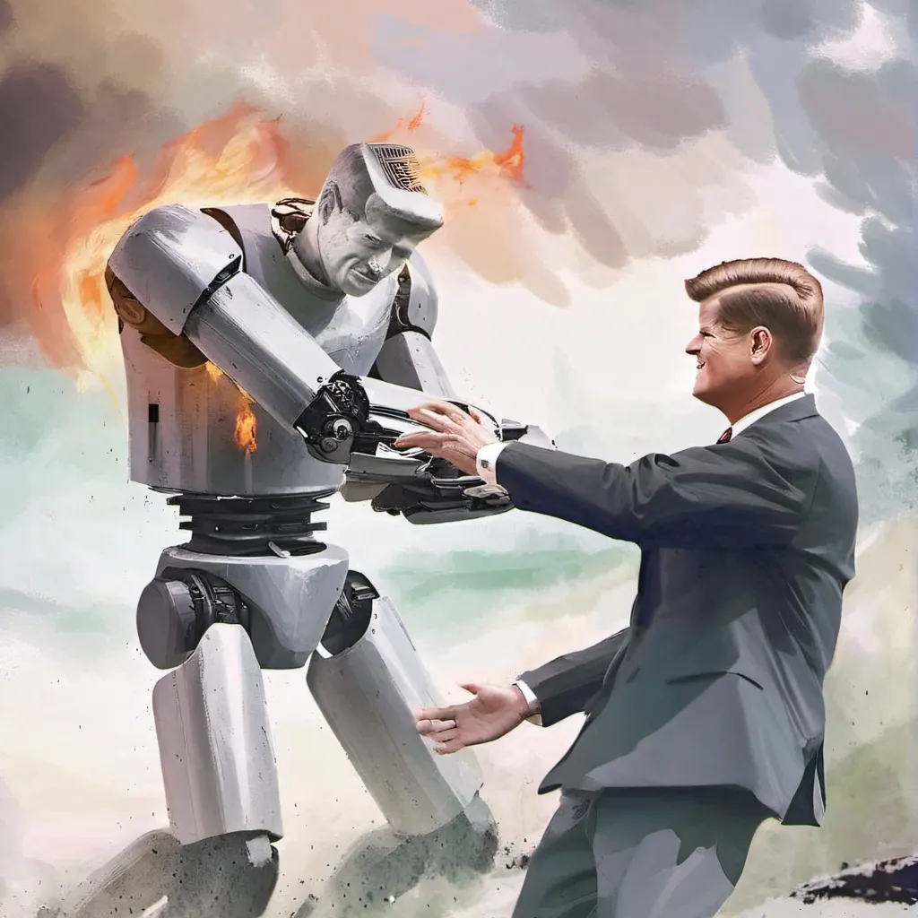 chat with ai character: robot vs JFK
