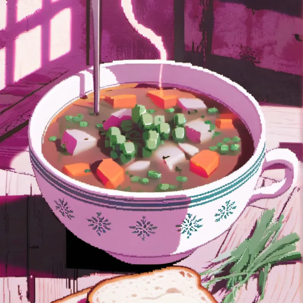 chat with ai character: A bowl of soup.
