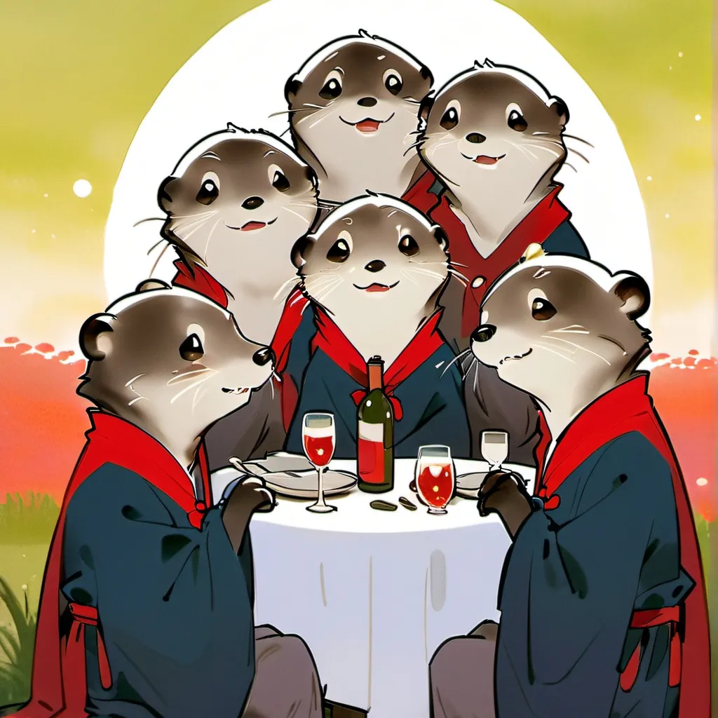 chat with ai character: 5 Vampire otters