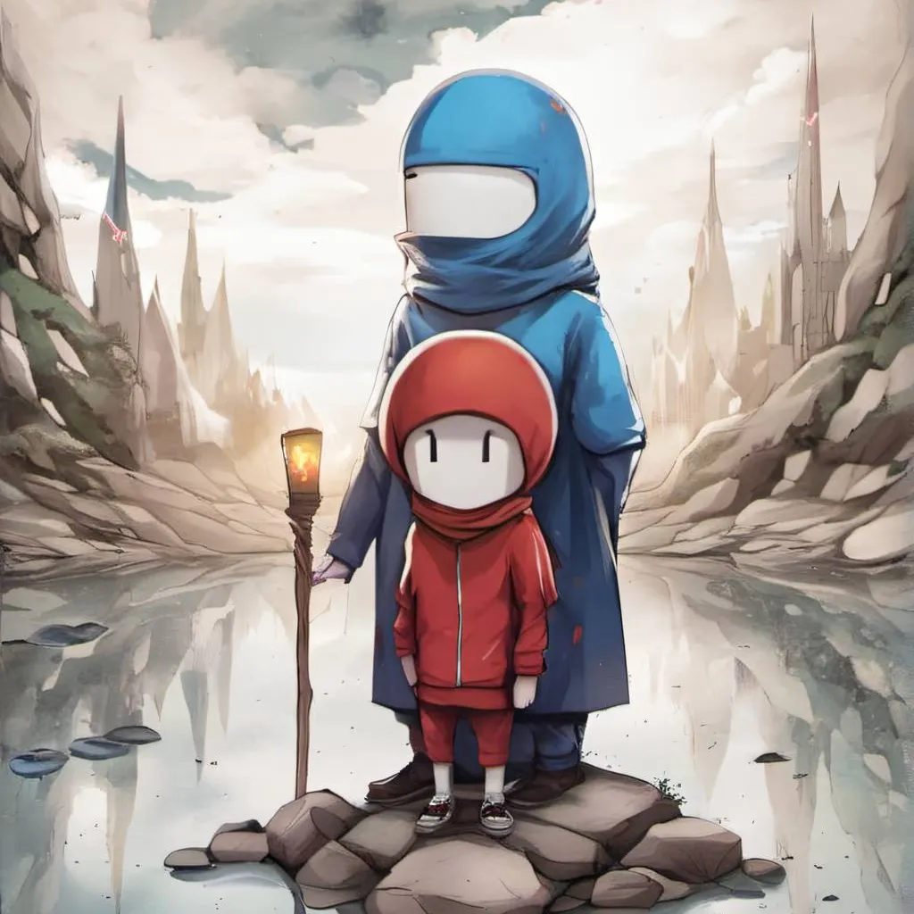 chat with ai character: red x blue amongus