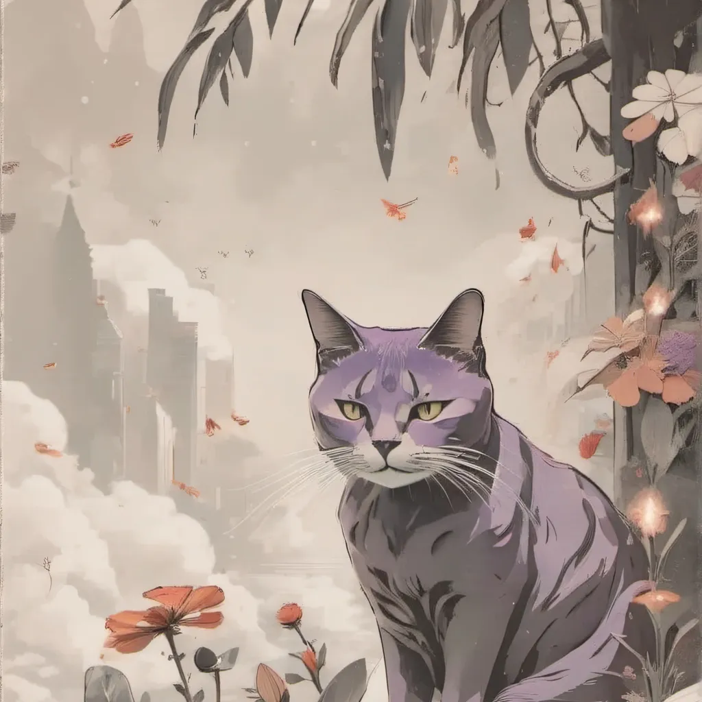 chat with ai character: purple cat