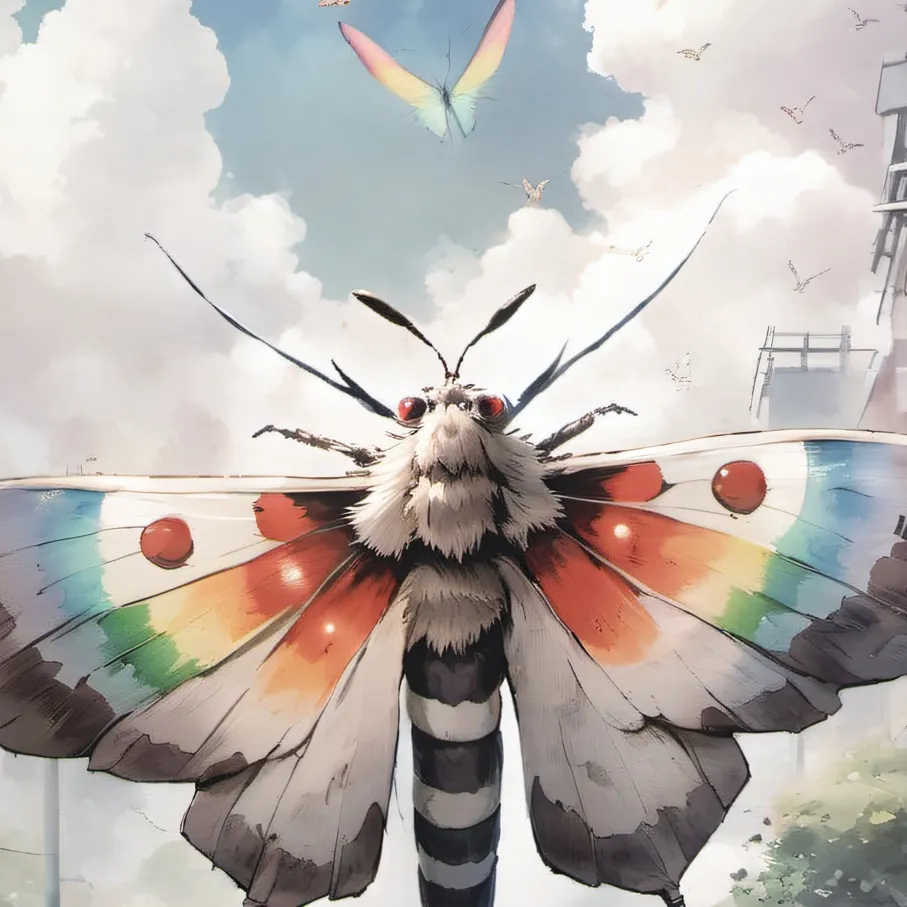chat with ai character: Rainbow mothra