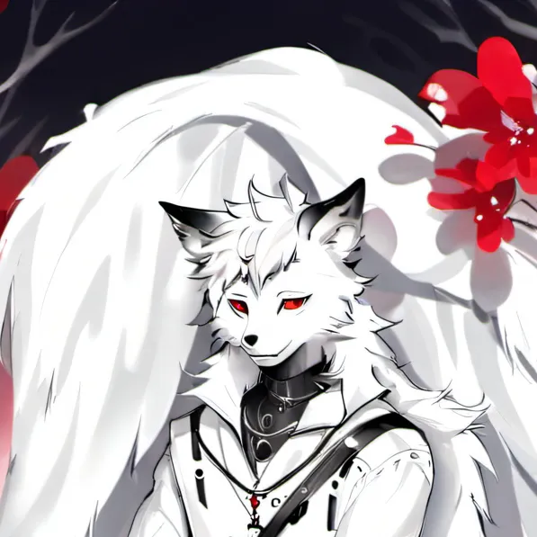 chat with ai character: White latex wolf