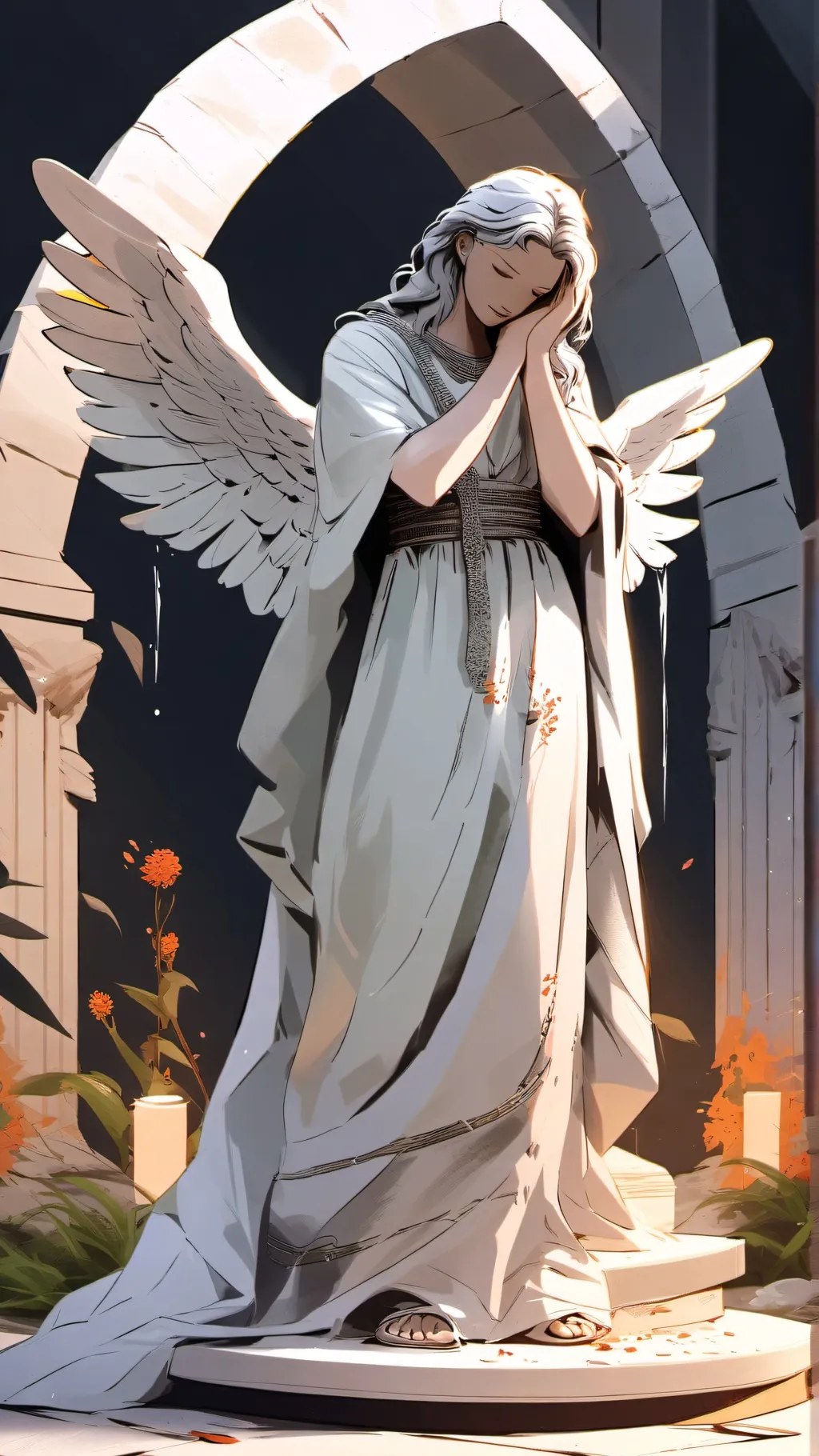 ai character: MHA weeping angels background