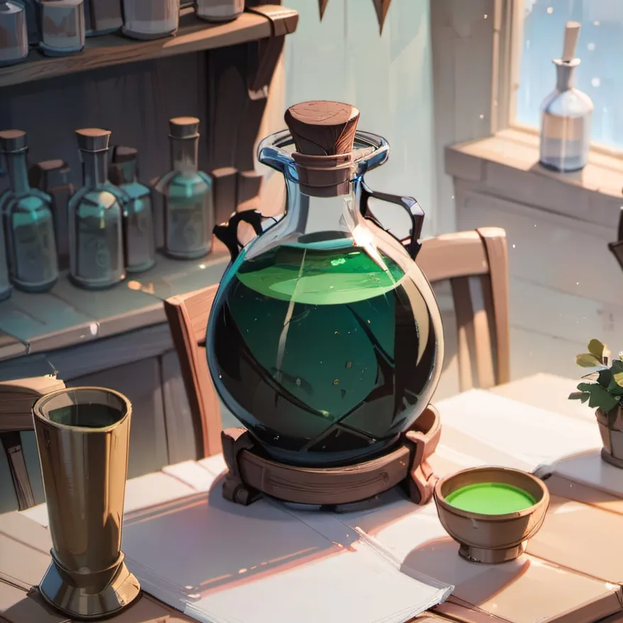 chat with ai character: Dark green potion 