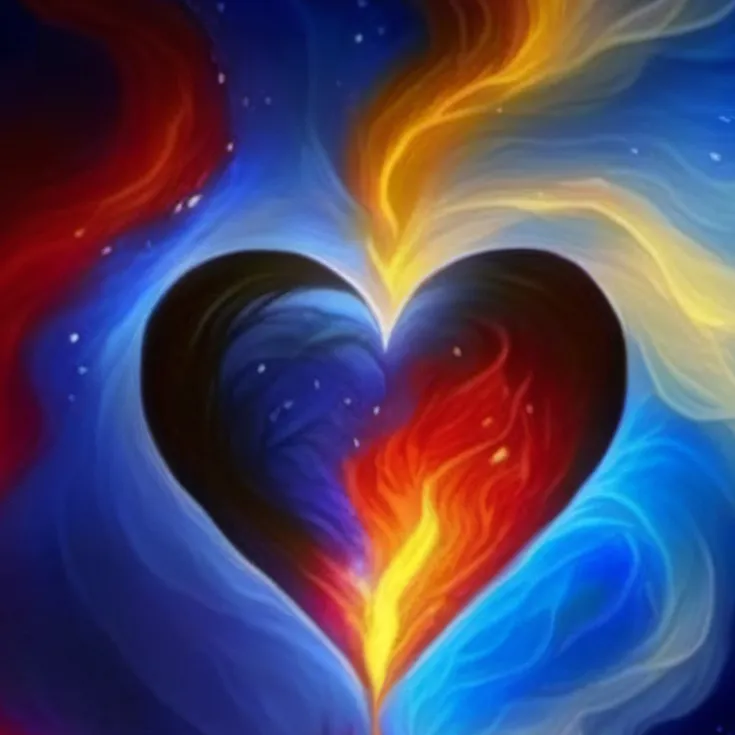 chat with ai character: Blue red heart