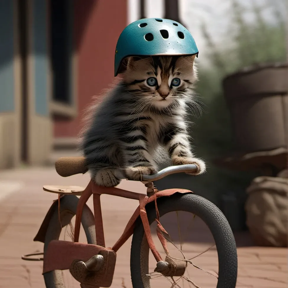 chat with ai character: Cycling kitten 