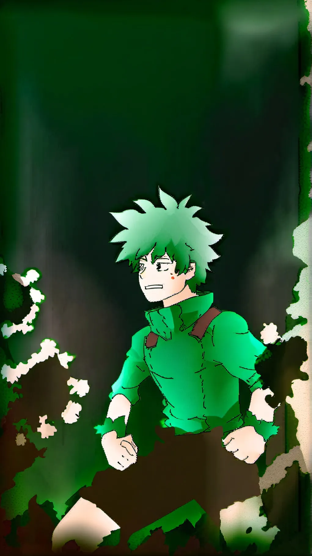 ai character: deku is depressed  background