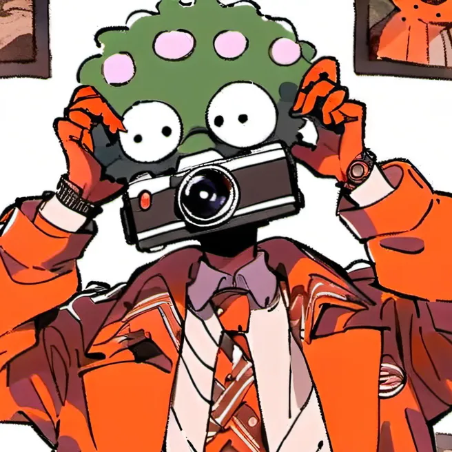 chat with ai character: Orange cameraman