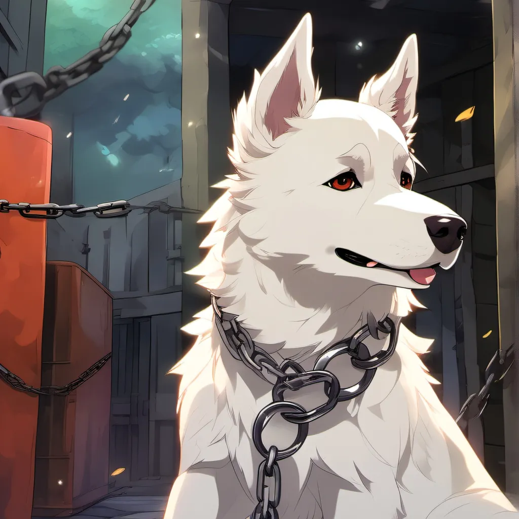 chat with ai character: chained dog
