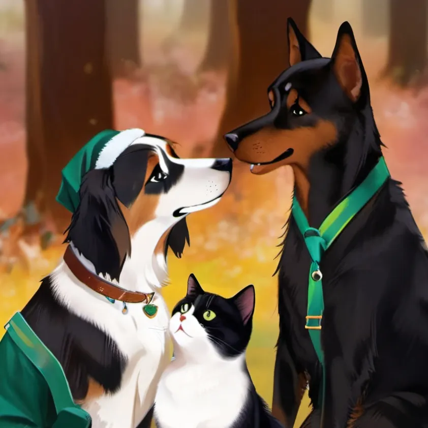 chat with ai character: green dogs & cats