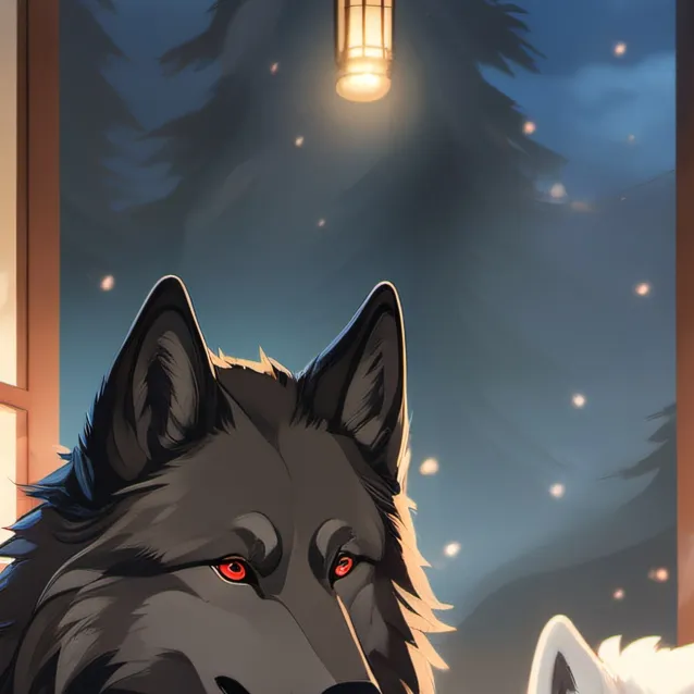 chat with ai character: black,white wolf