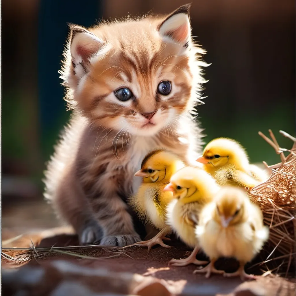 chat with ai character: kitten and chicks 