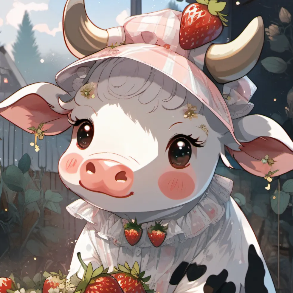 chat with ai character: Strawberry cow