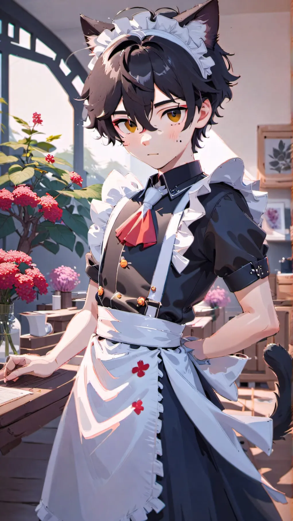 ai character: Uwu maid boy background
