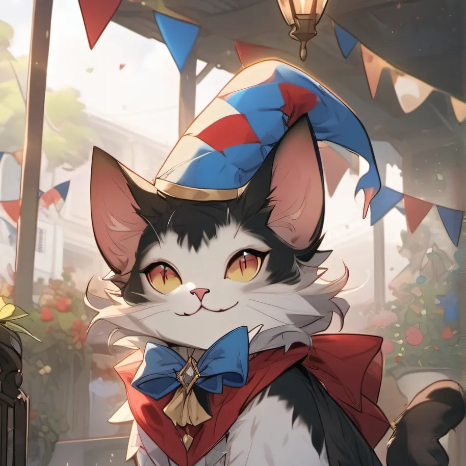 chat with ai character: Pomni as a Cat