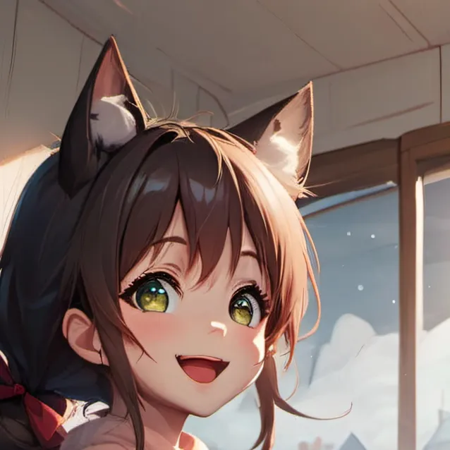 chat with ai character: Christmas cat girl