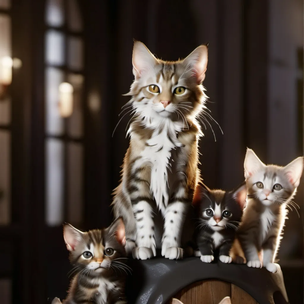 chat with ai character: Mama cat & kittens