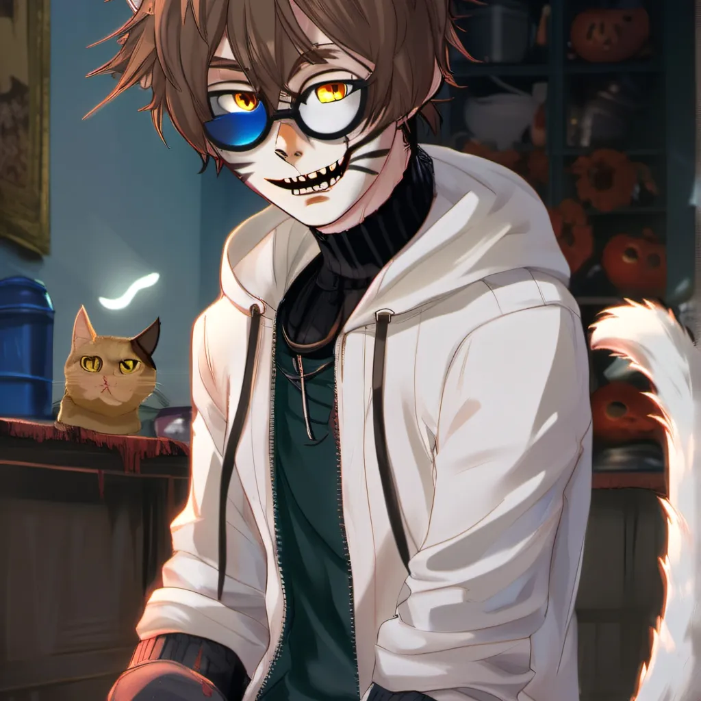 chat with ai character: ticci toby cat boy