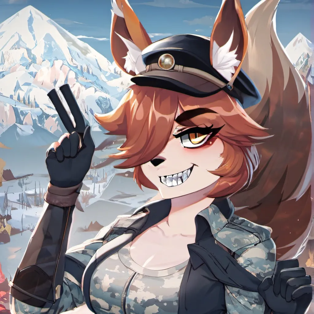 chat with ai character: military fox lady