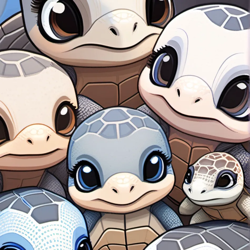 chat with ai character: Baby turtle group