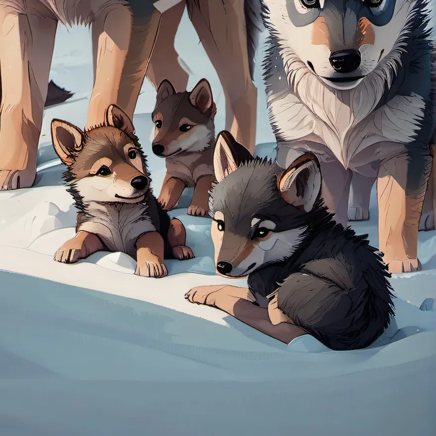 chat with ai character: newborn wolf cubs