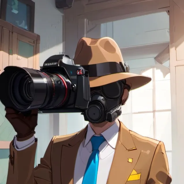 chat with ai character: brown cameraman