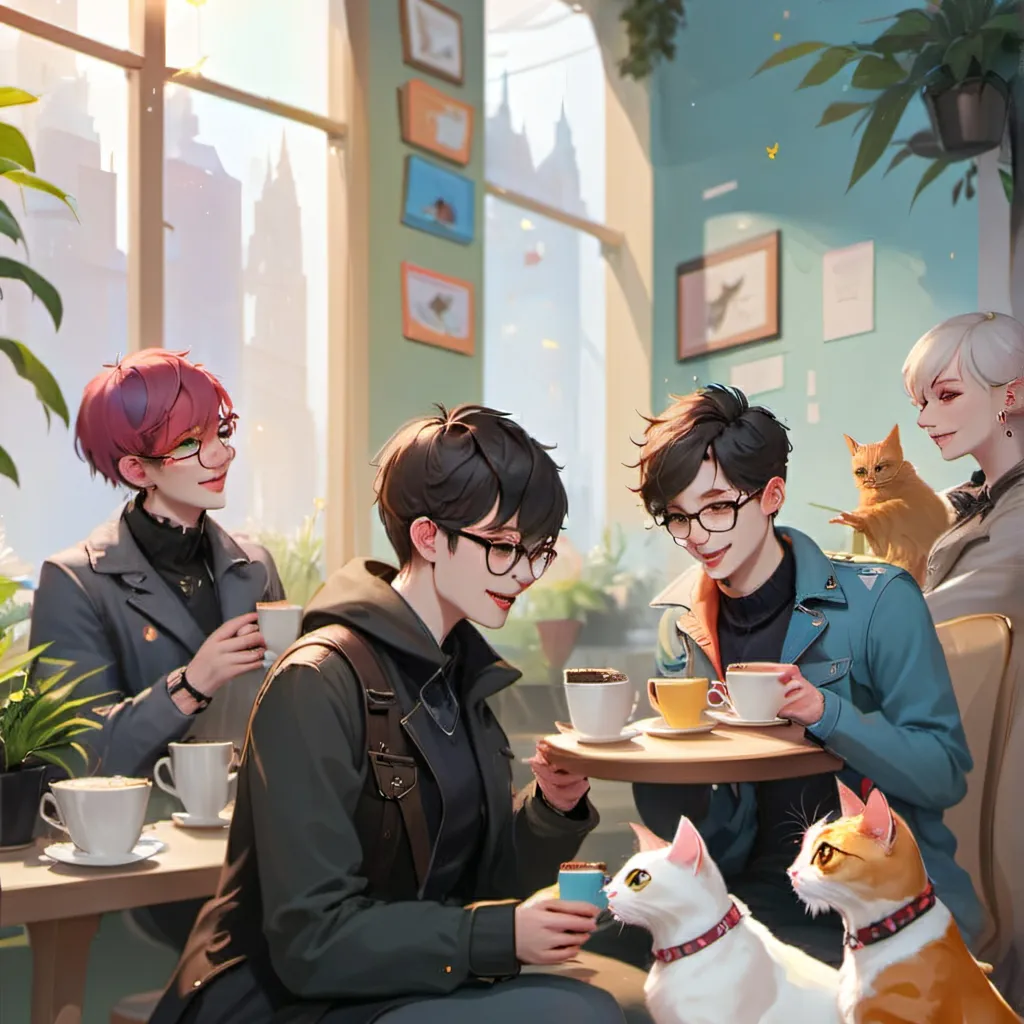 chat with ai character: cat cafe