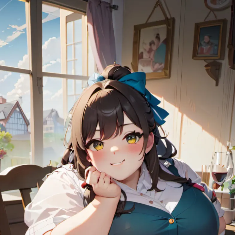 chat with ai character: Fat wife 