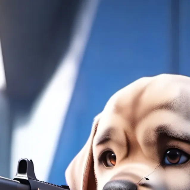 chat with ai character: dog with a GUN