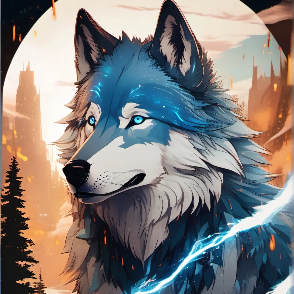 chat with ai character: Electric Blue Wolf