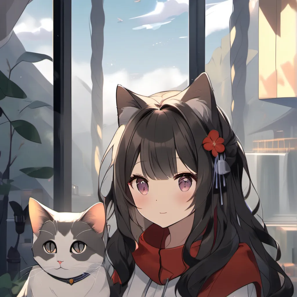 chat with ai character: Amy and her cat