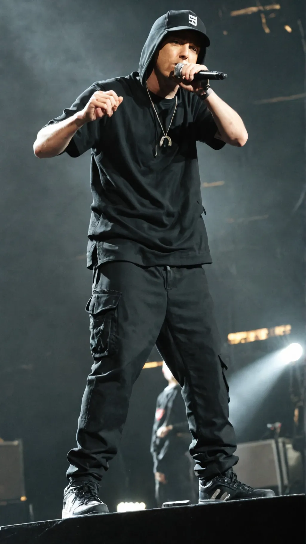 ai character: Eminem concert background