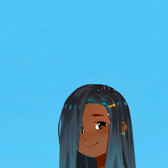 chat with ai character: cyan and black 