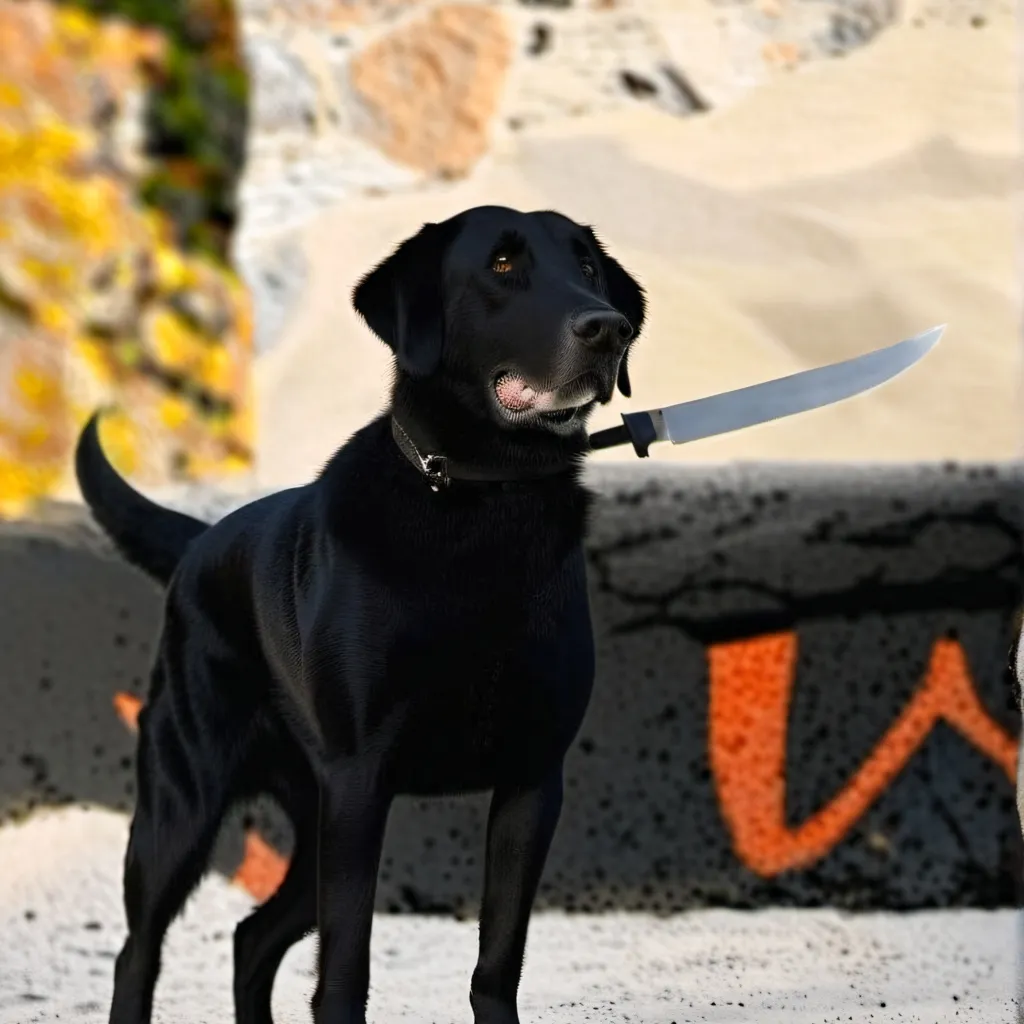 chat with ai character: the dog has a knif