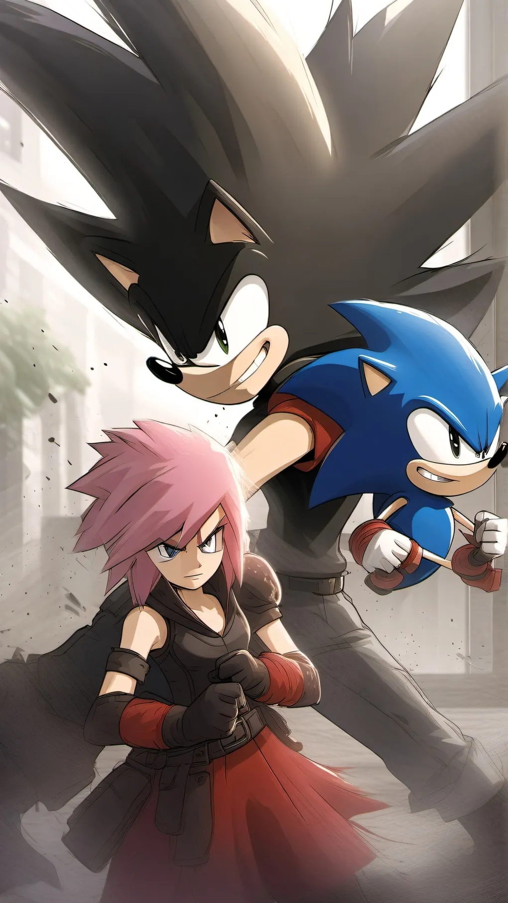 ai character: sonadow vs sonamy background