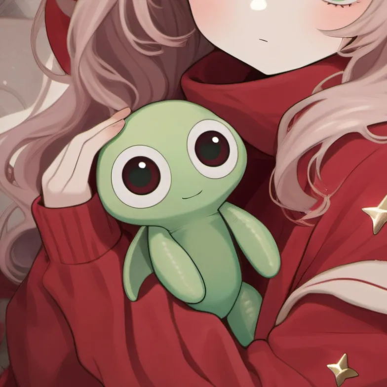 chat with ai character: green alien plush