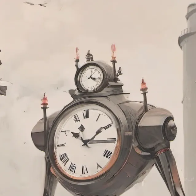 chat with ai character: large clock man 