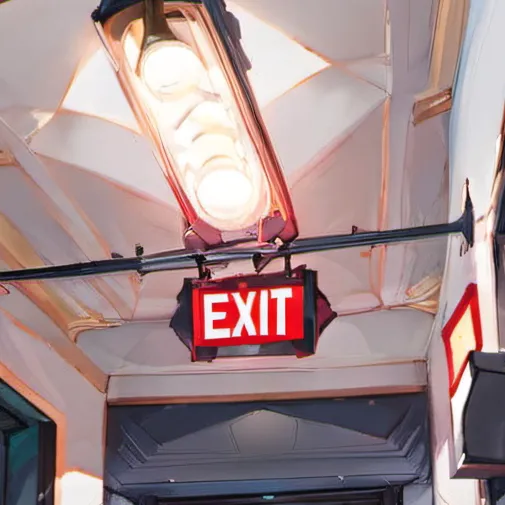 chat with ai character: Exit sign