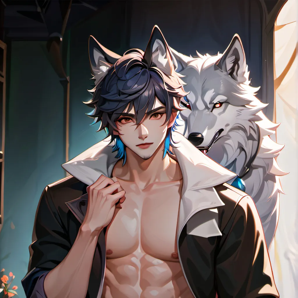chat with ai character: Your  wolf  bf