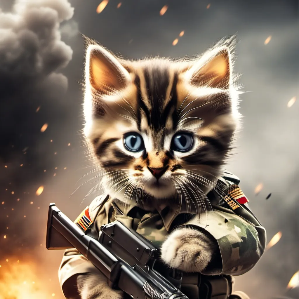 chat with ai character: Military kitten