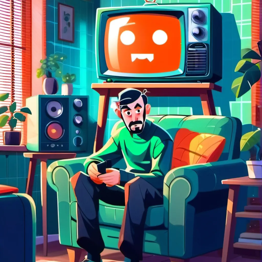 chat with ai character: he only says tv